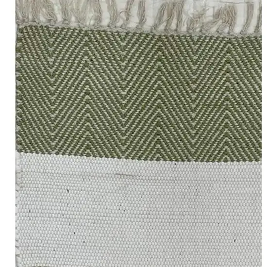 Green And White Hand Woven Area Rug Photo 5