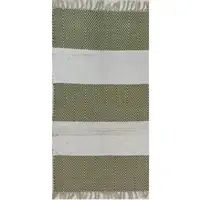 Photo of Green and White Chevron Striped Area Rug