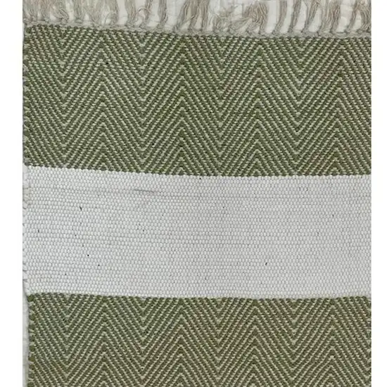 Green And White Hand Woven Area Rug Photo 4