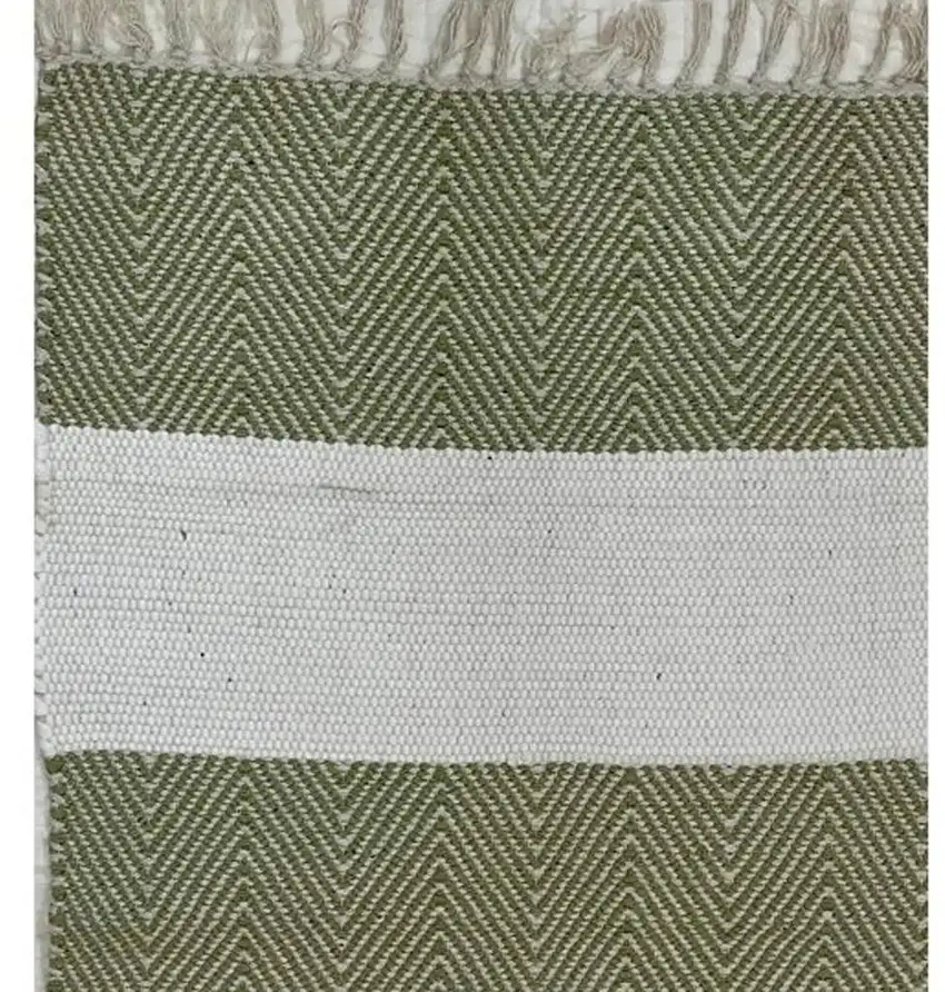 Green And White Hand Woven Area Rug Photo 4