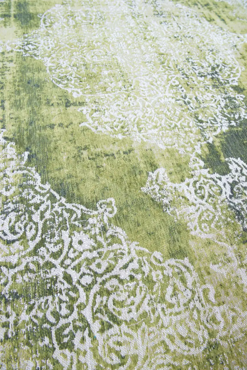 Green and White Oriental Non Skid Area Rug Photo 8