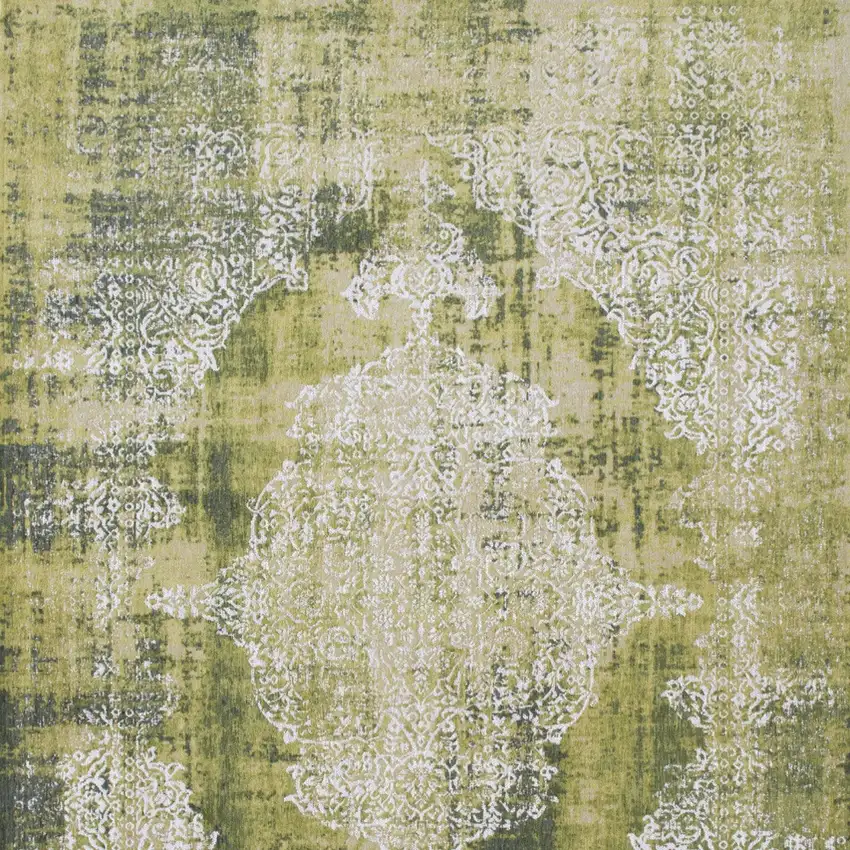 Green and White Oriental Non Skid Area Rug Photo 6