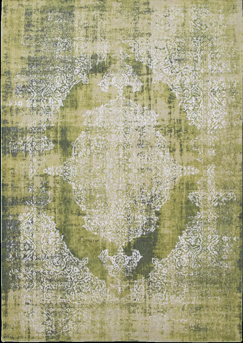 Green and White Oriental Non Skid Area Rug Photo 2