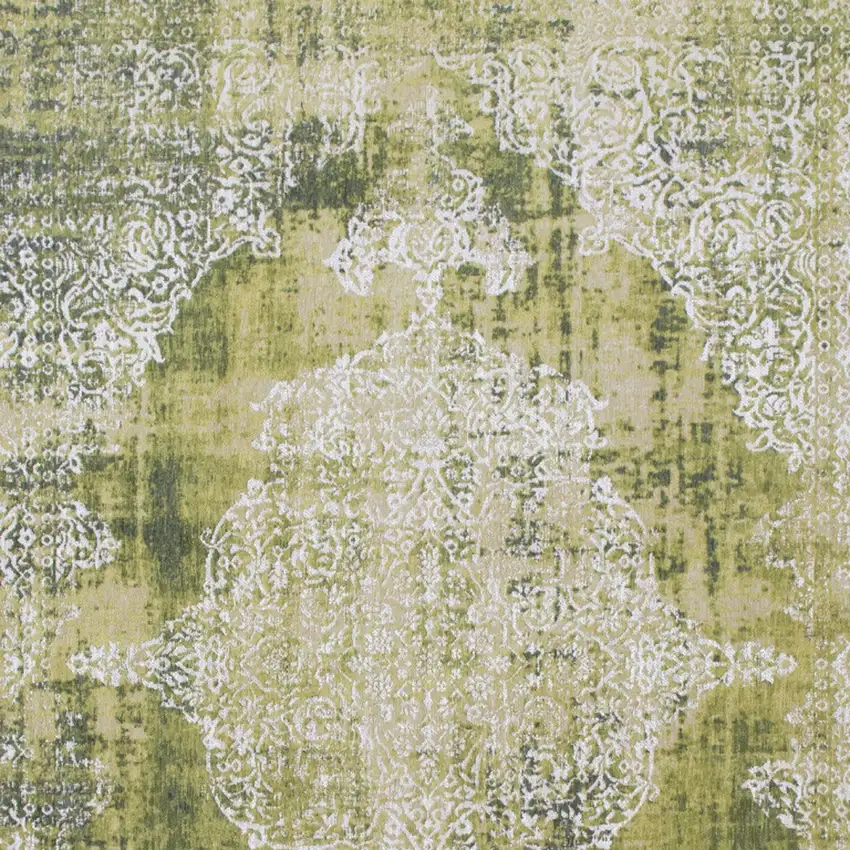 Green and White Oriental Non Skid Area Rug Photo 5