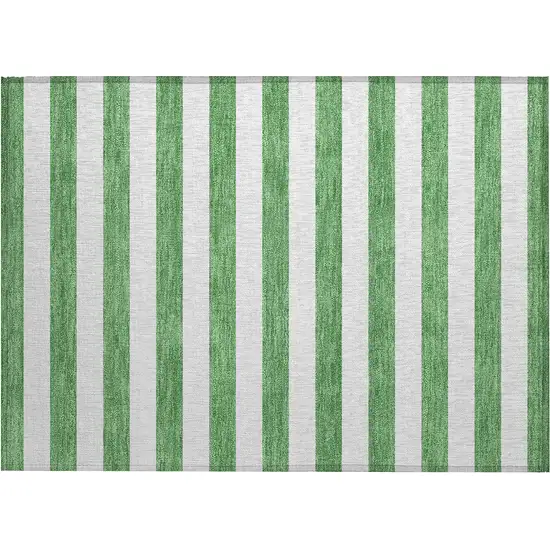 Green and White Striped Washable Indoor Outdoor Area Rug Photo 2