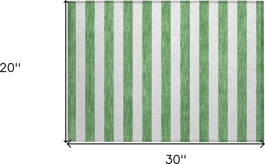 Green and White Striped Washable Indoor Outdoor Area Rug Photo 3