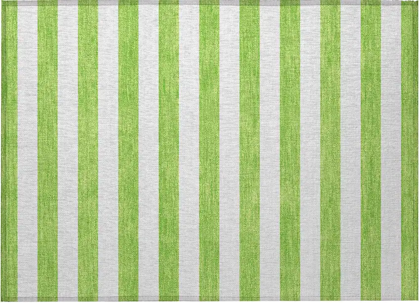 Green and White Striped Washable Non Skid Indoor Outdoor Area Rug Photo 3