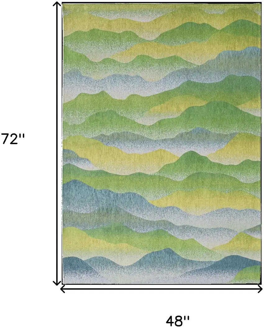 Green and Yellow Abstract Non Skid Area Rug Photo 3
