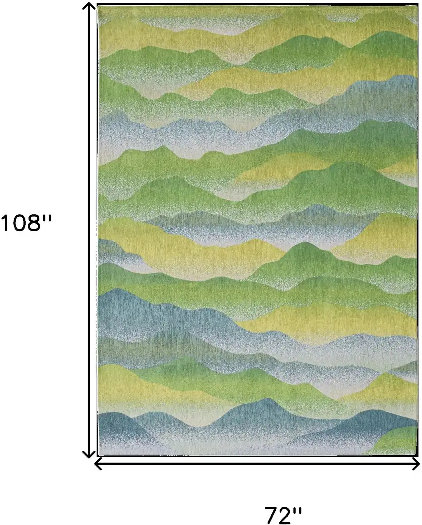 Green and Yellow Abstract Non Skid Area Rug Photo 3