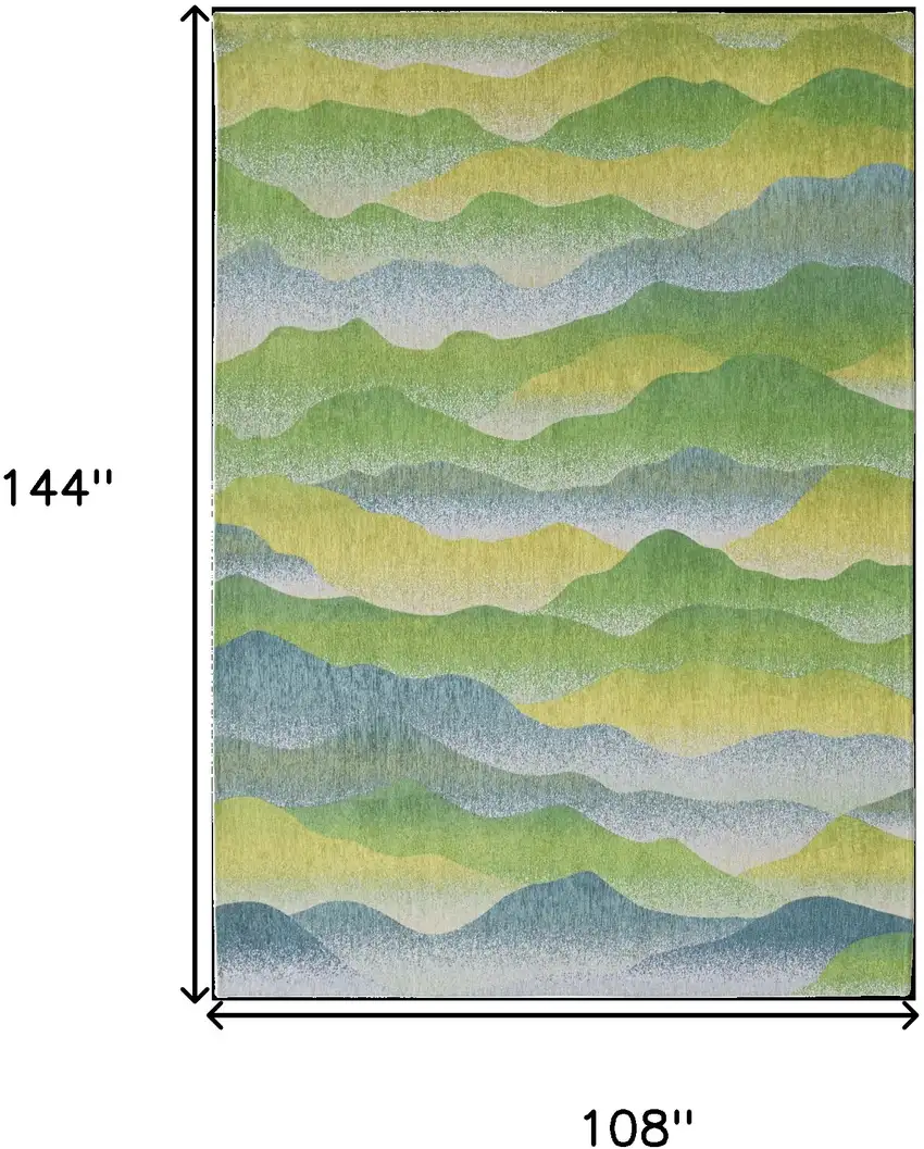 Green and Yellow Abstract Non Skid Area Rug Photo 3