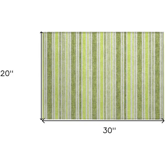 Green and Yellow Striped Washable Non Skid Indoor Outdoor Area Rug Photo 3