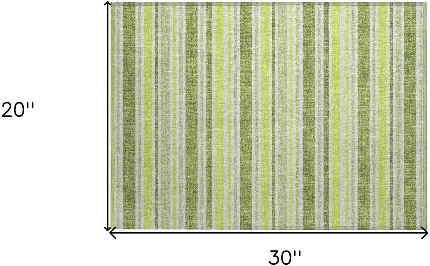 Green and Yellow Striped Washable Non Skid Indoor Outdoor Area Rug Photo 3