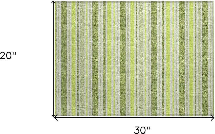 Green and Yellow Striped Washable Non Skid Indoor Outdoor Area Rug Photo 3