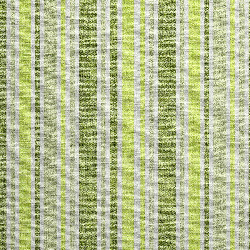 Green and Yellow Striped Washable Non Skid Indoor Outdoor Area Rug Photo 5