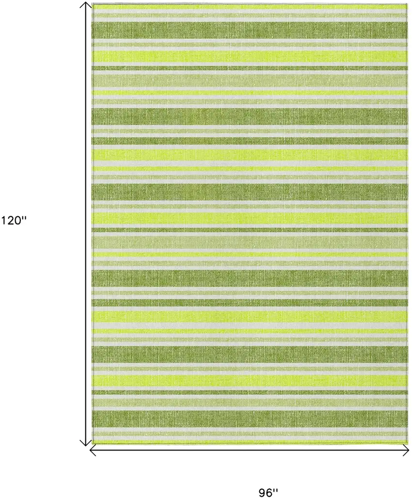 Green and Yellow Striped Washable Non Skid Indoor Outdoor Area Rug Photo 3