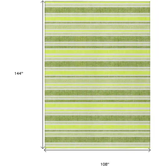 Green and Yellow Striped Washable Indoor Outdoor Area Rug Photo 3