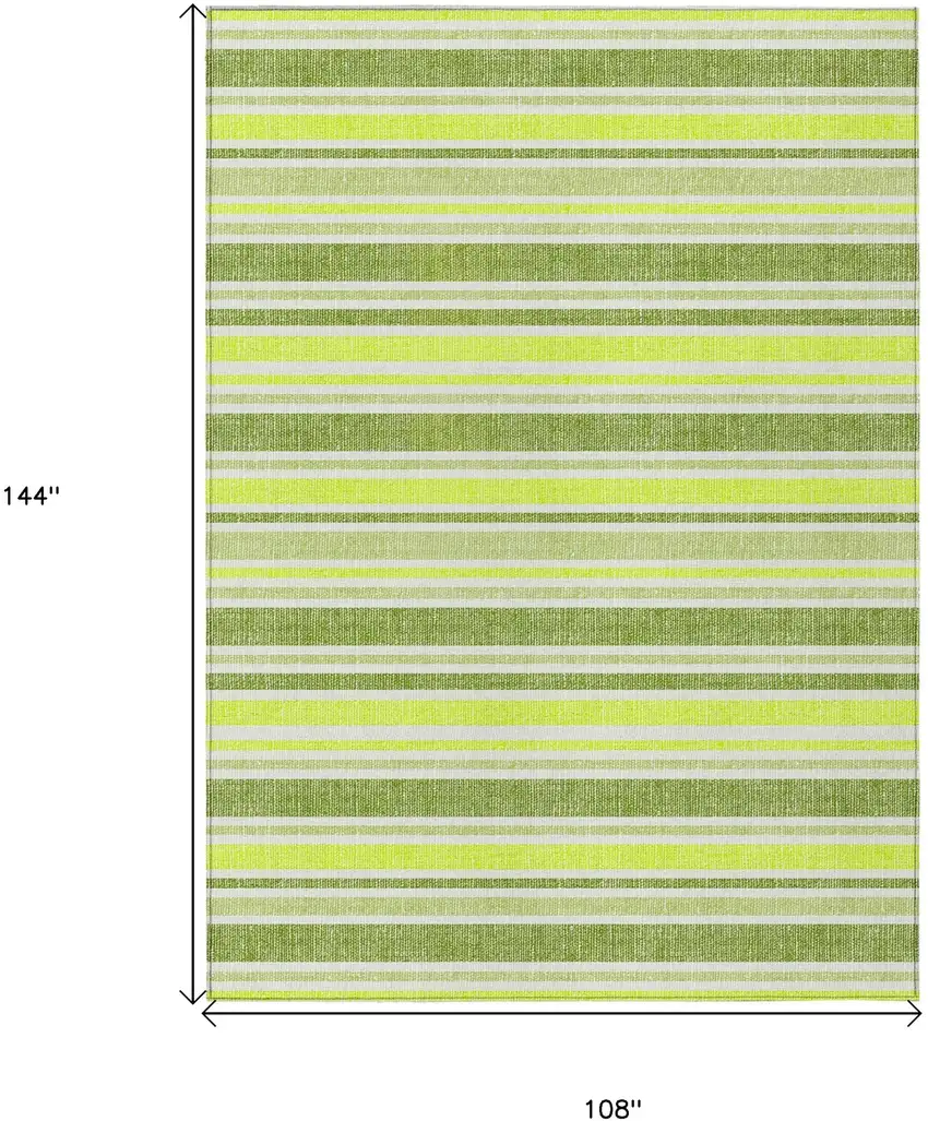 Green and Yellow Striped Washable Indoor Outdoor Area Rug Photo 3