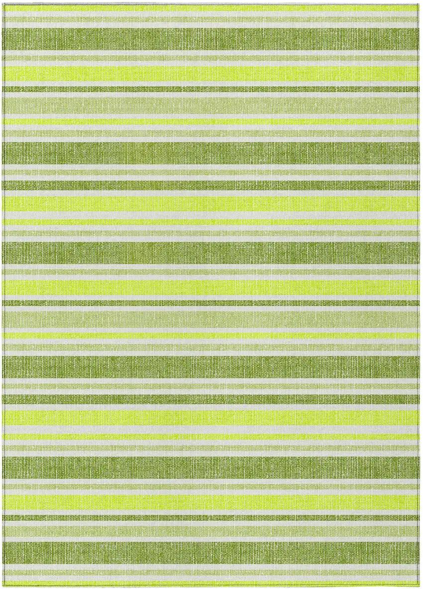 Green and Yellow Striped Washable Non Skid Indoor Outdoor Area Rug Photo 1