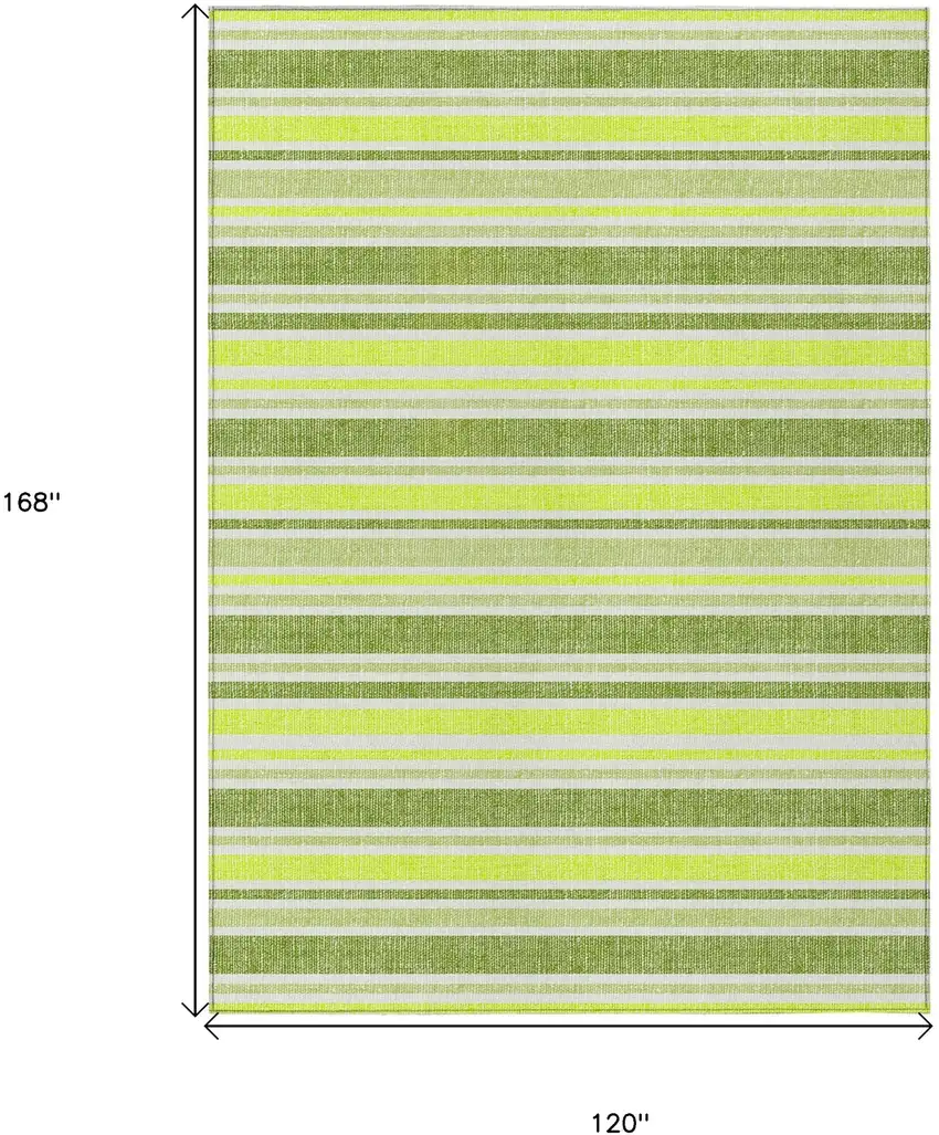 Green and Yellow Striped Washable Non Skid Indoor Outdoor Area Rug Photo 3