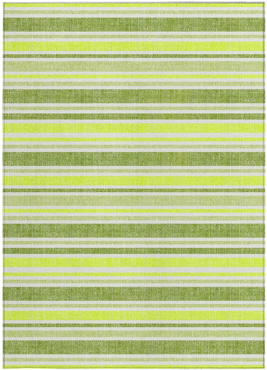 Green and Yellow Striped Washable Non Skid Indoor Outdoor Area Rug Photo 5