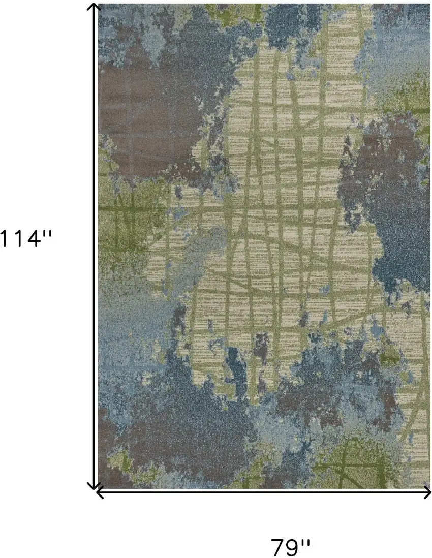 Green Or Blue Abstract Design Indoor Area Rug Photo 9