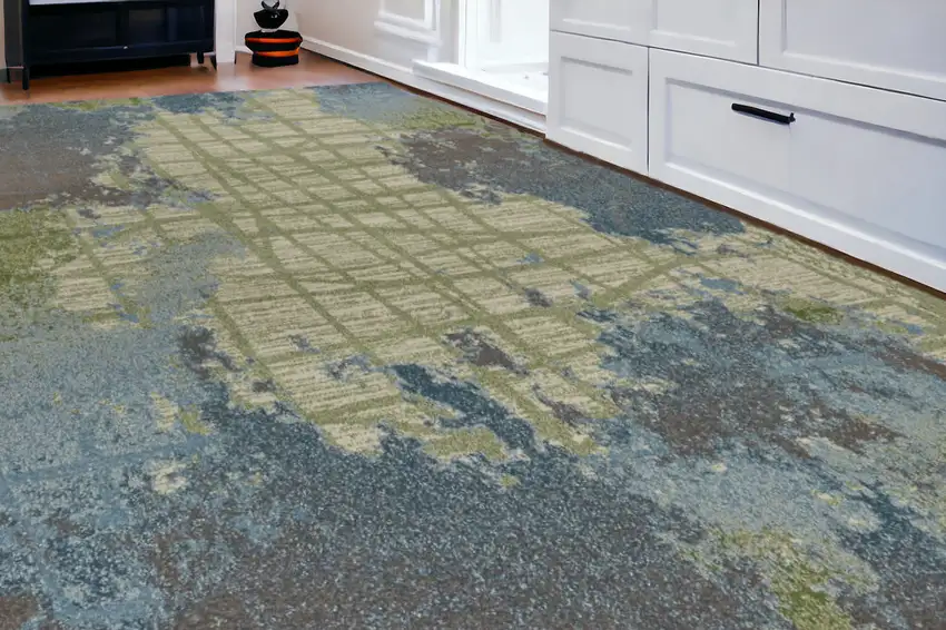 Green Or Blue Abstract Design Indoor Area Rug Photo 2
