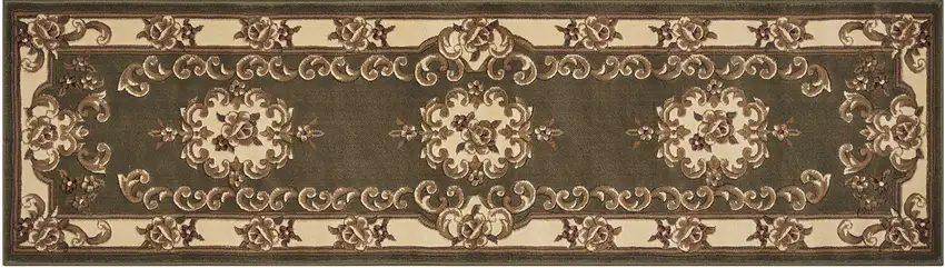2' X 8' Green Or Ivory Medallion Runner Rug Photo 6