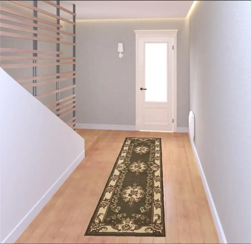 2' X 8' Green Or Ivory Medallion Runner Rug Photo 2