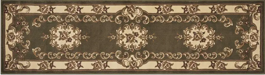 Green or Ivory Medallion Runner Rug Photo 2