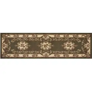 Photo of Green or Ivory Medallion Runner Rug