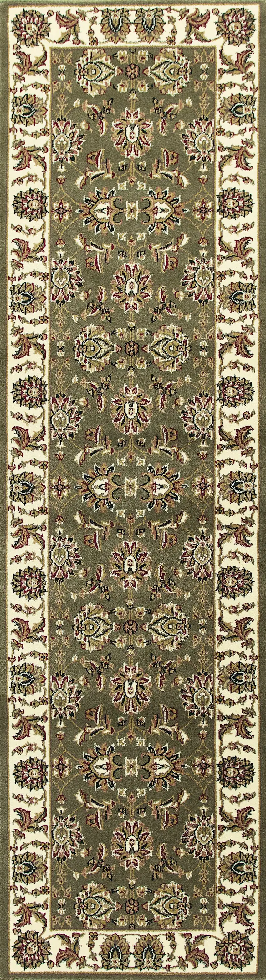 Green or Ivory Traditional Runner Rug Photo 4