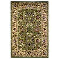 Photo of Green or Taupe Floral Bordered Area Rug