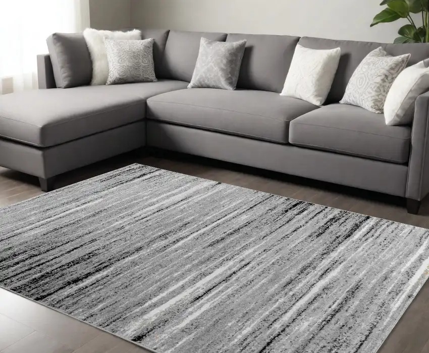 7' X 10' Grey Abstract Area Rug Photo 1