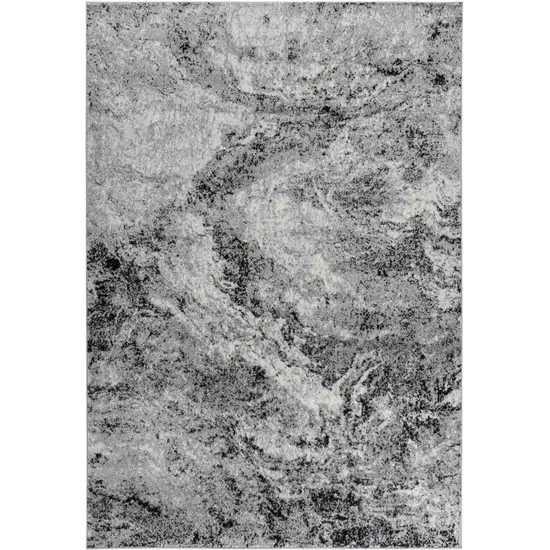10' Black And Gray Abstract Runner Rug Photo 2