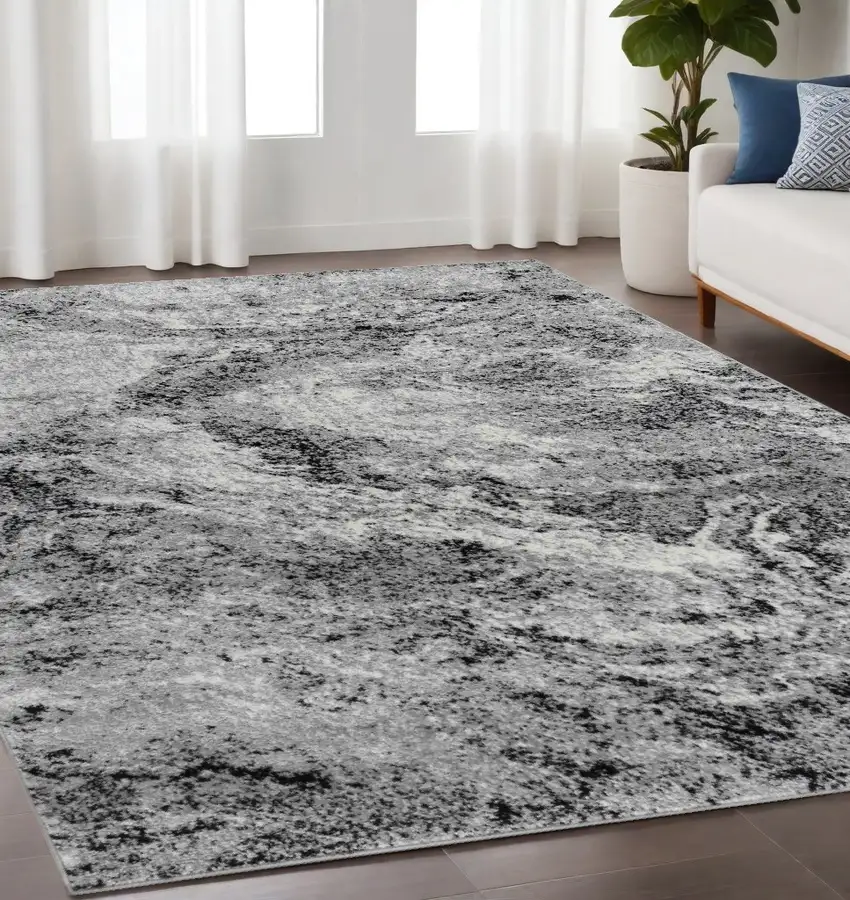 5' X 8' Grey Abstract Area Rug Photo 1