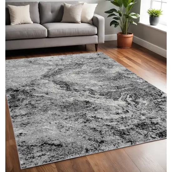 Gray And Black Abstract Distressed Area Rug Photo 1