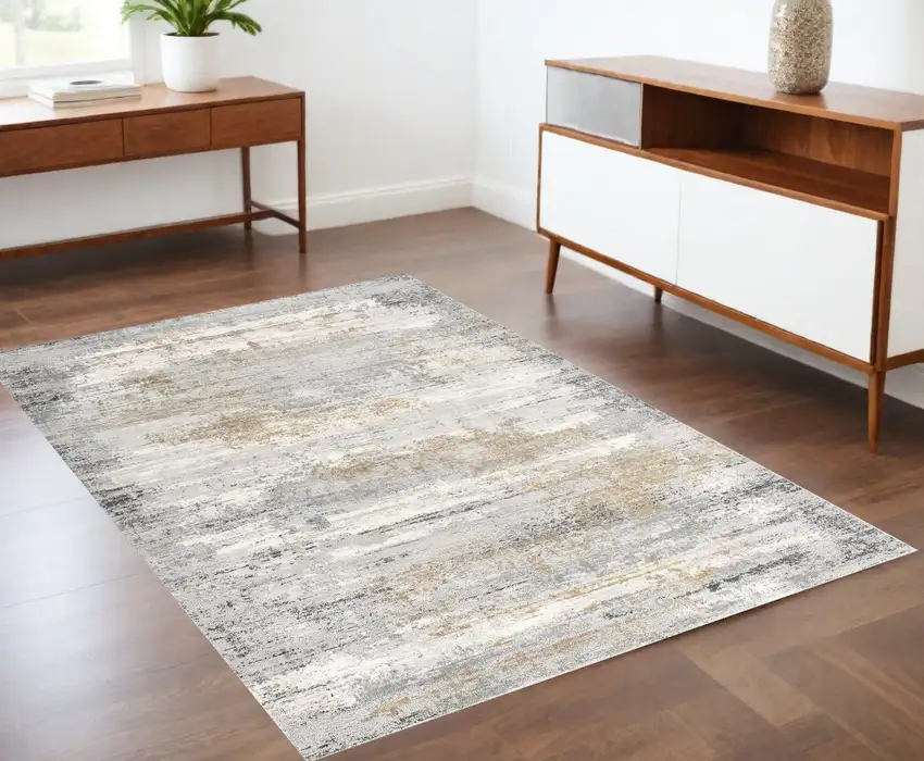 Grey Abstract Area Rug Photo 1