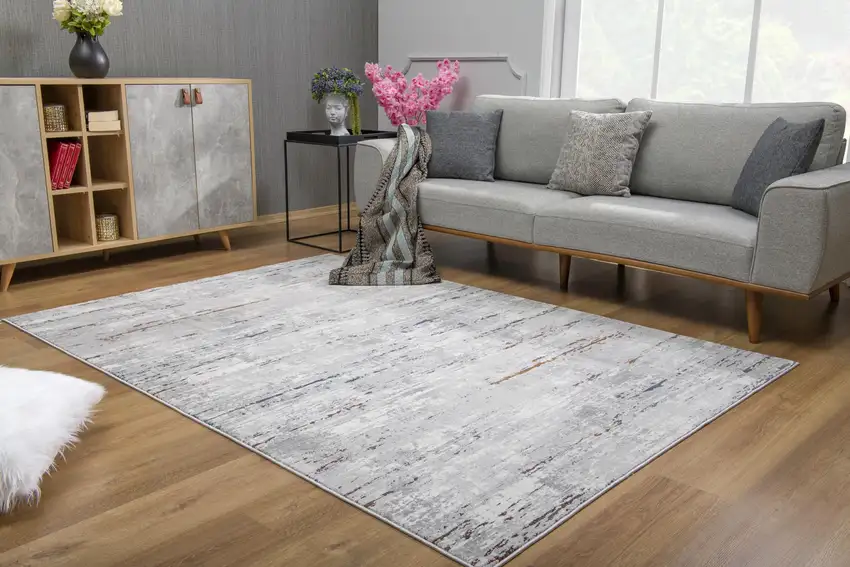 Grey Abstract Area Rug Photo 4