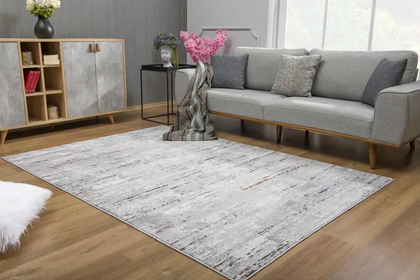 Grey Abstract Area Rug Photo 4