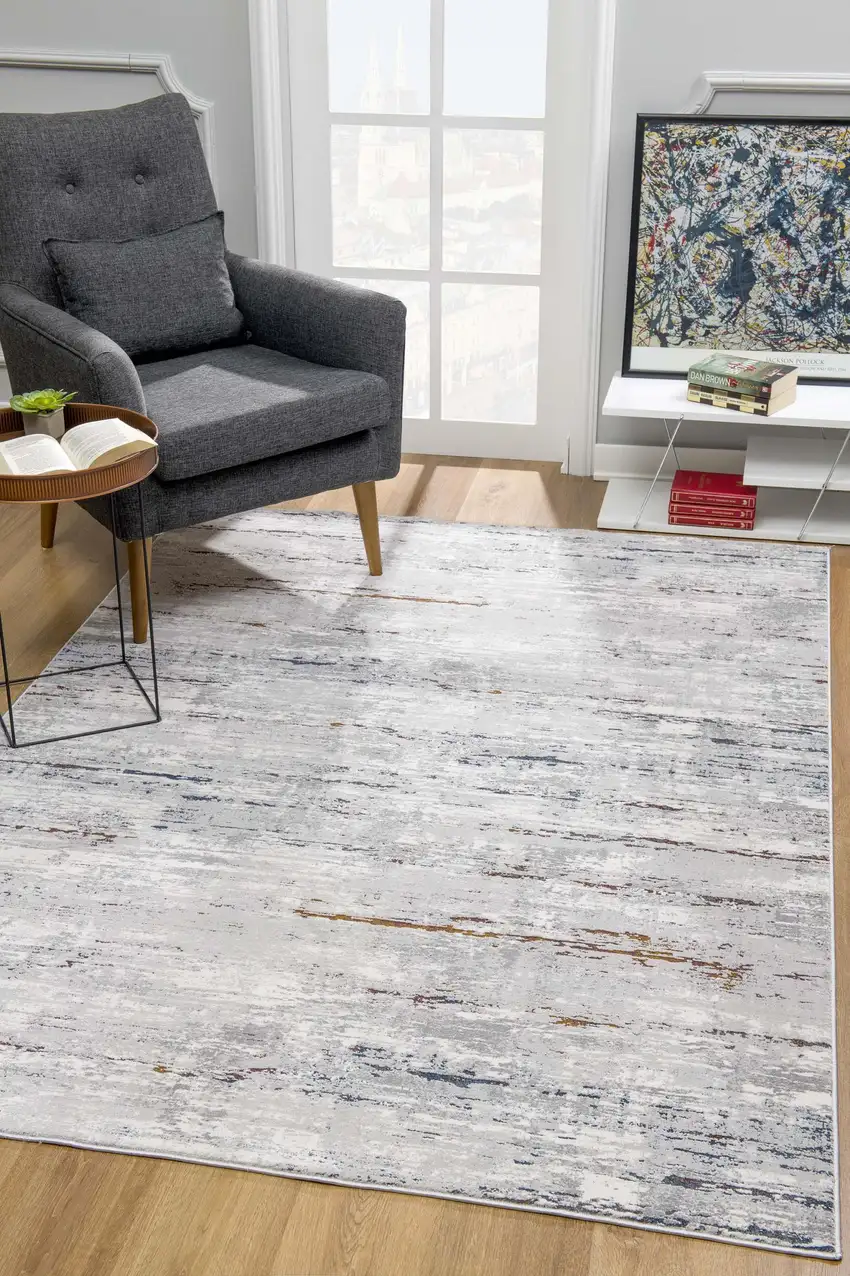 Grey Abstract Area Rug Photo 1