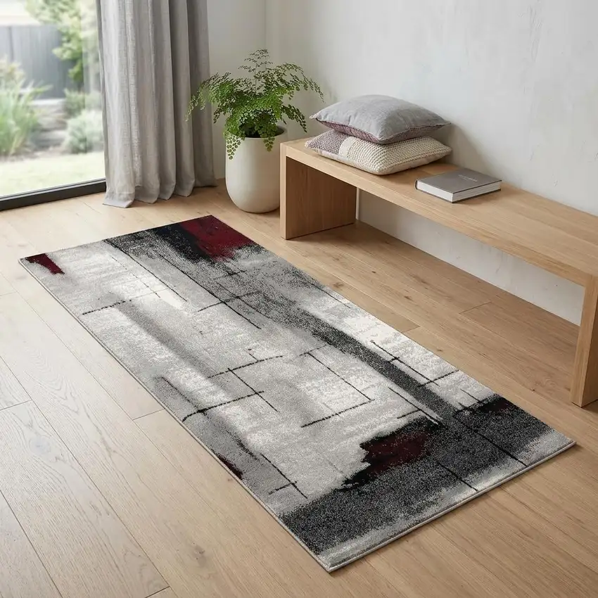 Grey Abstract Area Rug Photo 1