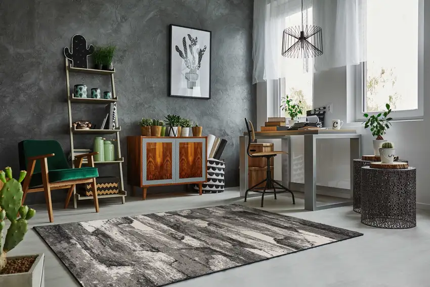 Grey Abstract Design Area Rug Photo 6