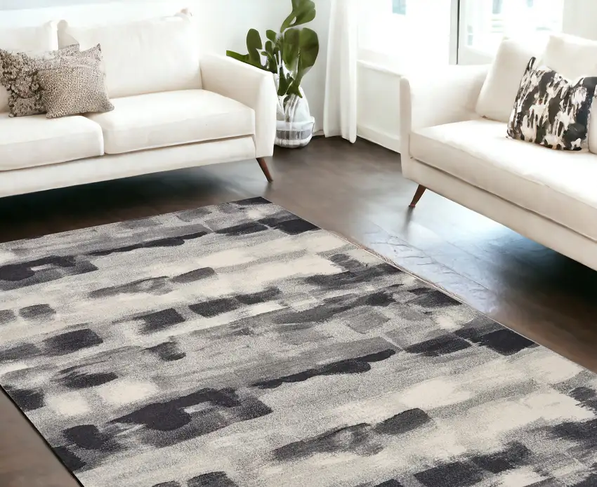 Grey Abstract Design Indoor Area Rug Photo 1