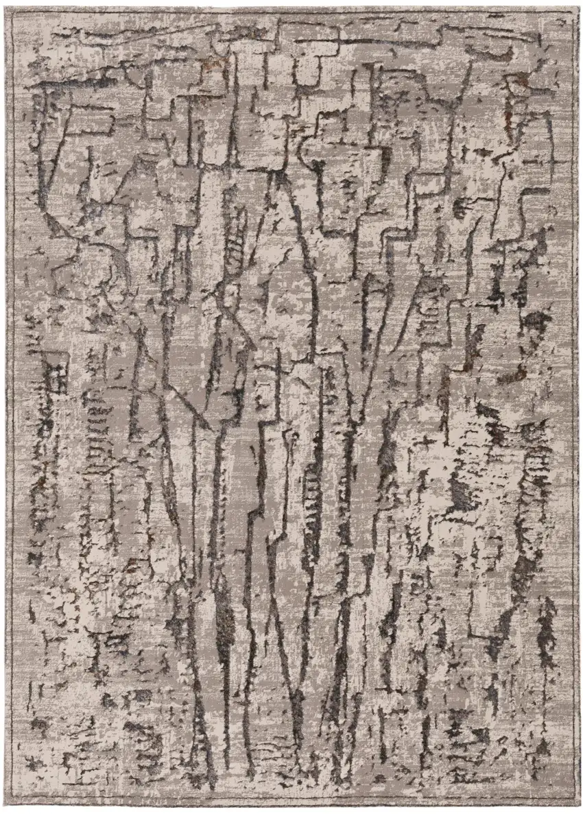 Gray And Black Abstract Distressed Area Rug Photo 2