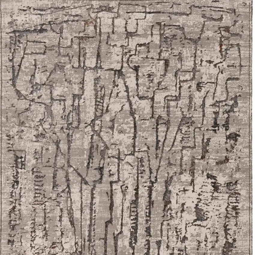 Gray And Black Abstract Distressed Area Rug Photo 6