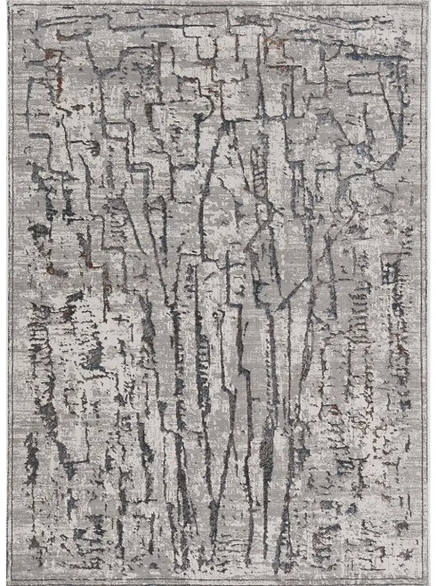 Grey Abstract Lines Area Rug Photo 2