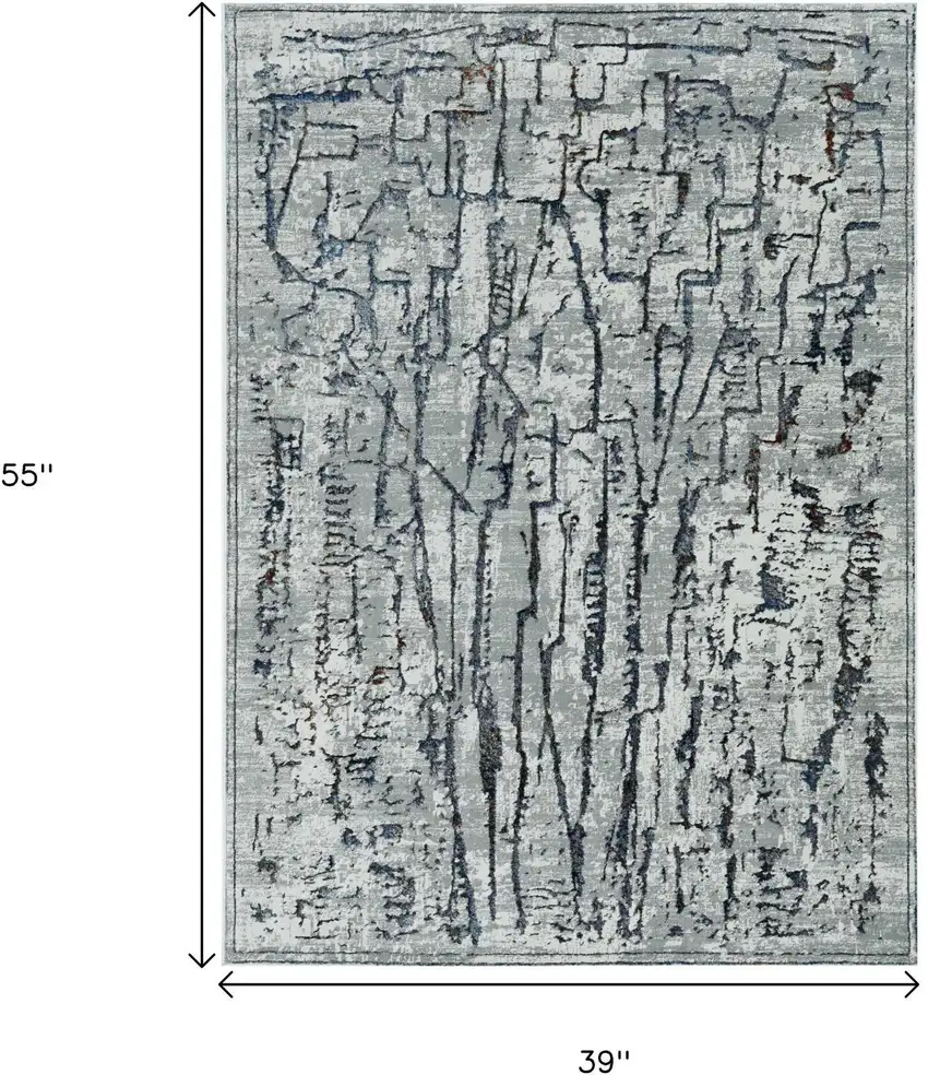 Grey Abstract Lines Area Rug Photo 5