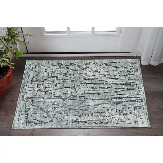 Grey Abstract Lines Area Rug Photo 2