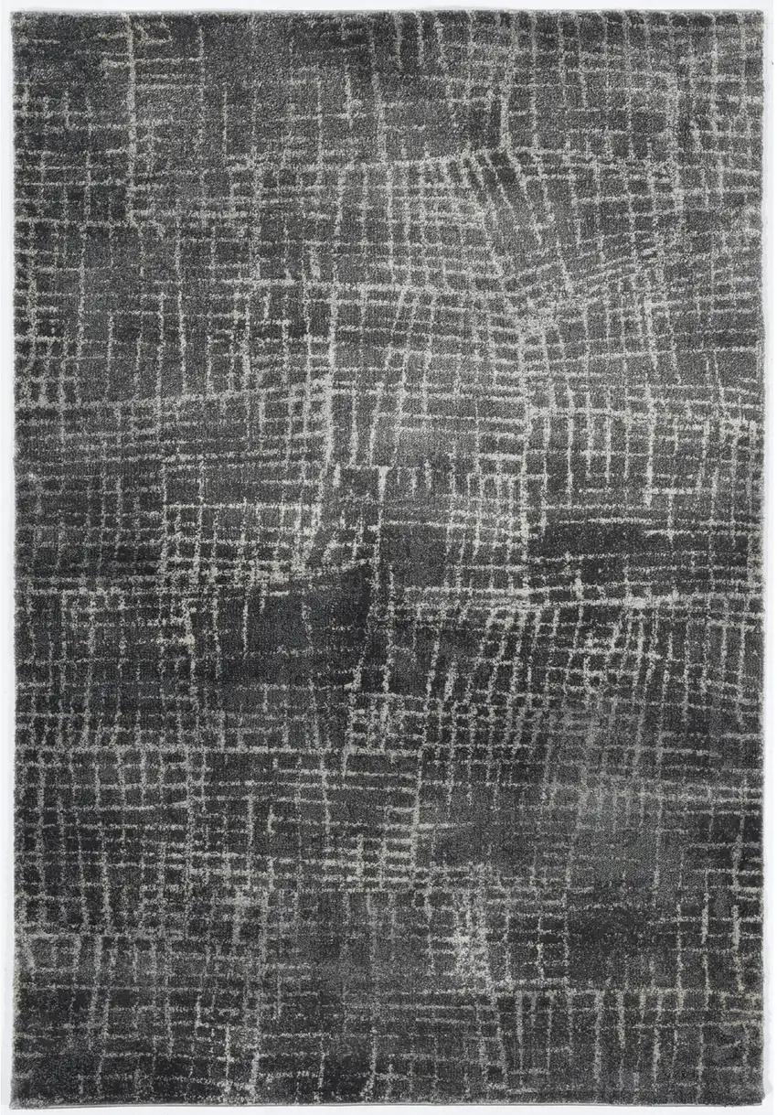 2' X 7' Grey Abstract Lines Runner Rug Photo 3