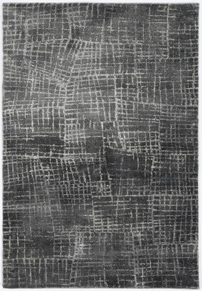 Grey Abstract Lines Runner Rug Photo 1